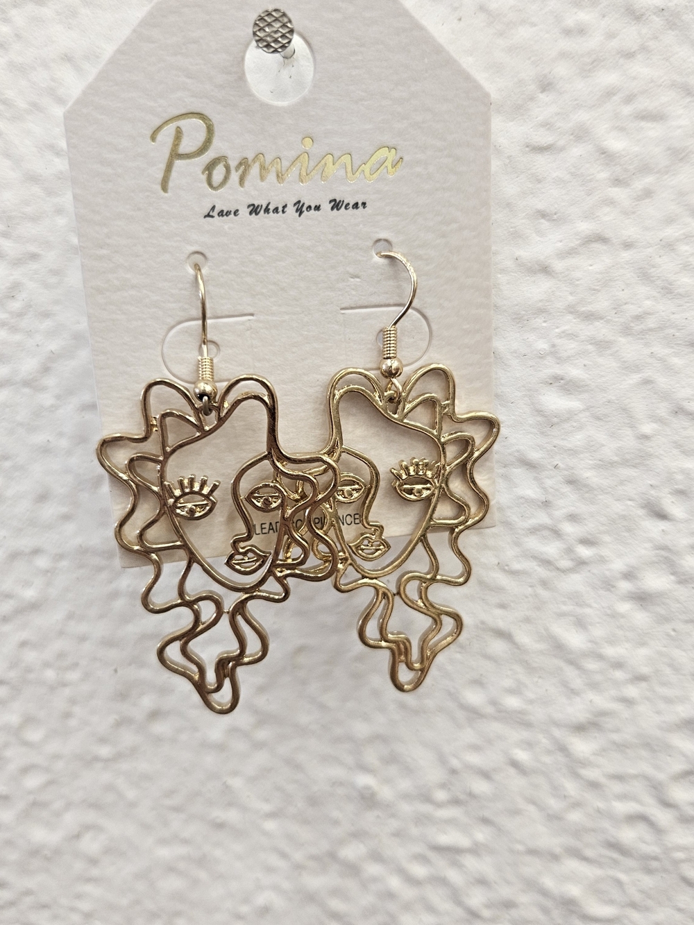Gold Abstract Face Dangle Earrings